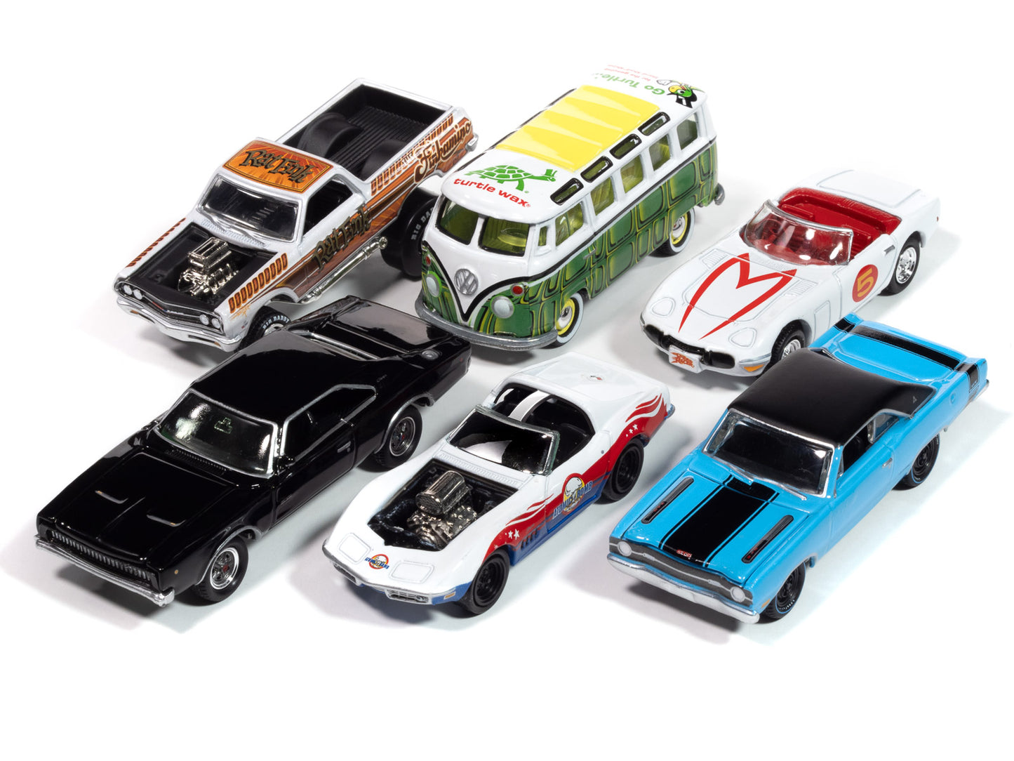Pop Culture 2025 Set of 6 Cars Release 1 1/64 Diecast Model Cars by Johnny Lightning