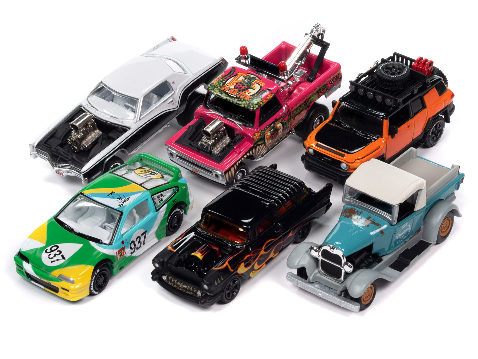 "Street Freaks" 2023 Set B of 6 Cars Release 2 1/64 Diecast Model Cars by Johnny Lightning-DiecastModeler.com