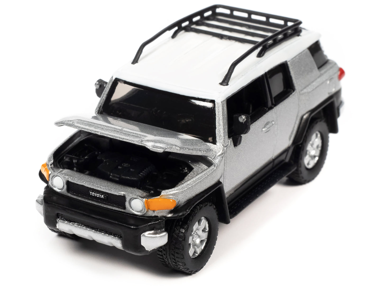 2007 Toyota FJ Cruiser Titanium Silver Metallic with White Top and Roofrack "Classic Gold Collection" Series Limited Edition 1/64 Diecast Model Car by Johnny Lightning-DiecastModeler.com