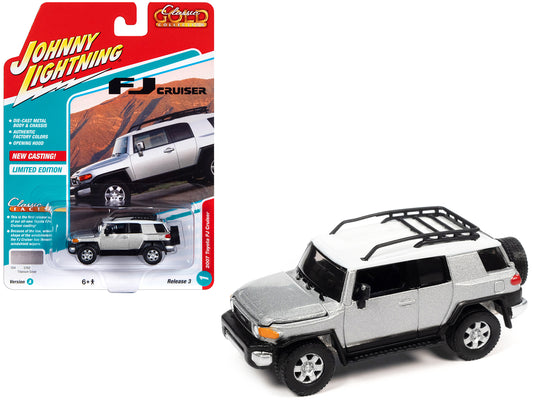2007 Toyota FJ Cruiser Titanium Silver Metallic with White Top and Roofrack "Classic Gold Collection" Series Limited Edition 1/64 Diecast Model Car by Johnny Lightning-DiecastModeler.com