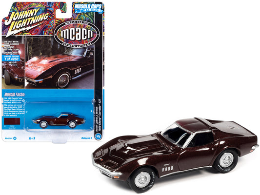 1969 Chevrolet Corvette 427 Garnet Red Metallic "MCACN (Muscle Car and Corvette Nationals)" Limited Edition to 4260 pieces Worldwide "Muscle Cars USA" Series 1/64 Diecast Model Car by Johnny Lightning-DiecastModeler.com