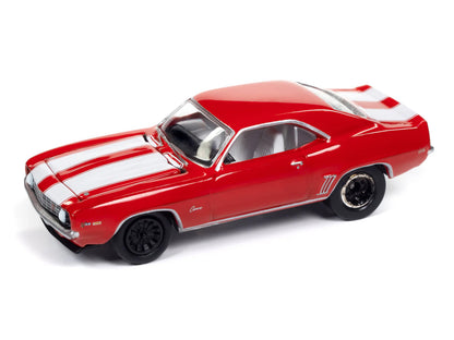 1969 Chevrolet Camaro Z28 Red with White Stripes and Interior "Muscle Cars USA" Series 1/64 Diecast Model Car by Johnny Lightning
