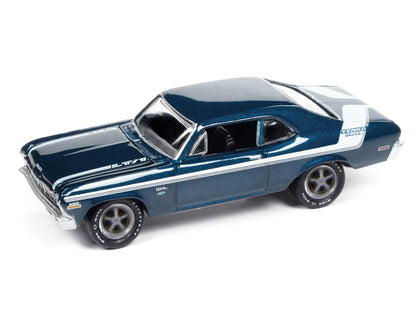 1970 Chevrolet Nova Yenko Deuce Fathom Blue Metallic with White Stripes "Muscle Cars USA" Series 1/64 Diecast Model Car by Johnny Lightning