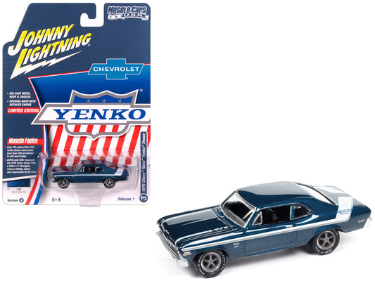 1970 Chevrolet Nova Yenko Deuce Fathom Blue Metallic with White Stripes "Muscle Cars USA" Series 1/64 Diecast Model Car by Johnny Lightning
