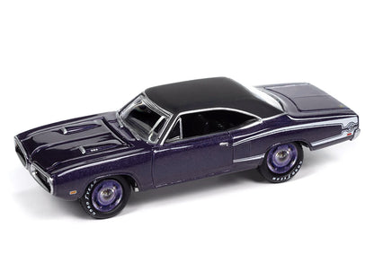 1970 Dodge Coronet Super Bee "Mr. Norm's" Plum Crazy Metallic with Black Top and White Stripes 1/64 Diecast Model Car by Johnny Lightning