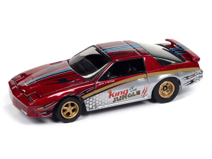 1987 Pontiac Firebird GTA "King of the Jungle" Red and Silver Metallic with Graphics "Muscle Cars USA" Series 1/64 Diecast Model Car by Johnny Lightning