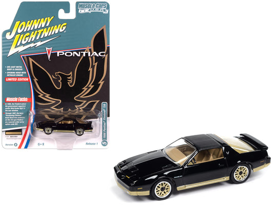 1986 Pontiac Firebird T/A Black with Champagne Gold Accents "Muscle Cars USA" Series 1/64 Diecast Model Car by Johnny Lightning