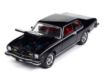 1974 Pontiac GTO Starlight Black with Red Interior "Muscle Cars USA" Series 1/64 Diecast Model Car by Johnny Lightning-DiecastModeler.com