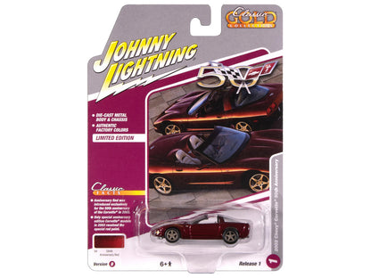 2003 Chevrolet Corvette Convertible "50th Anniversary" Anniversary Red Metallic "Classic Gold Collection" 1/64 Diecast Model Car by Johnny Lightning