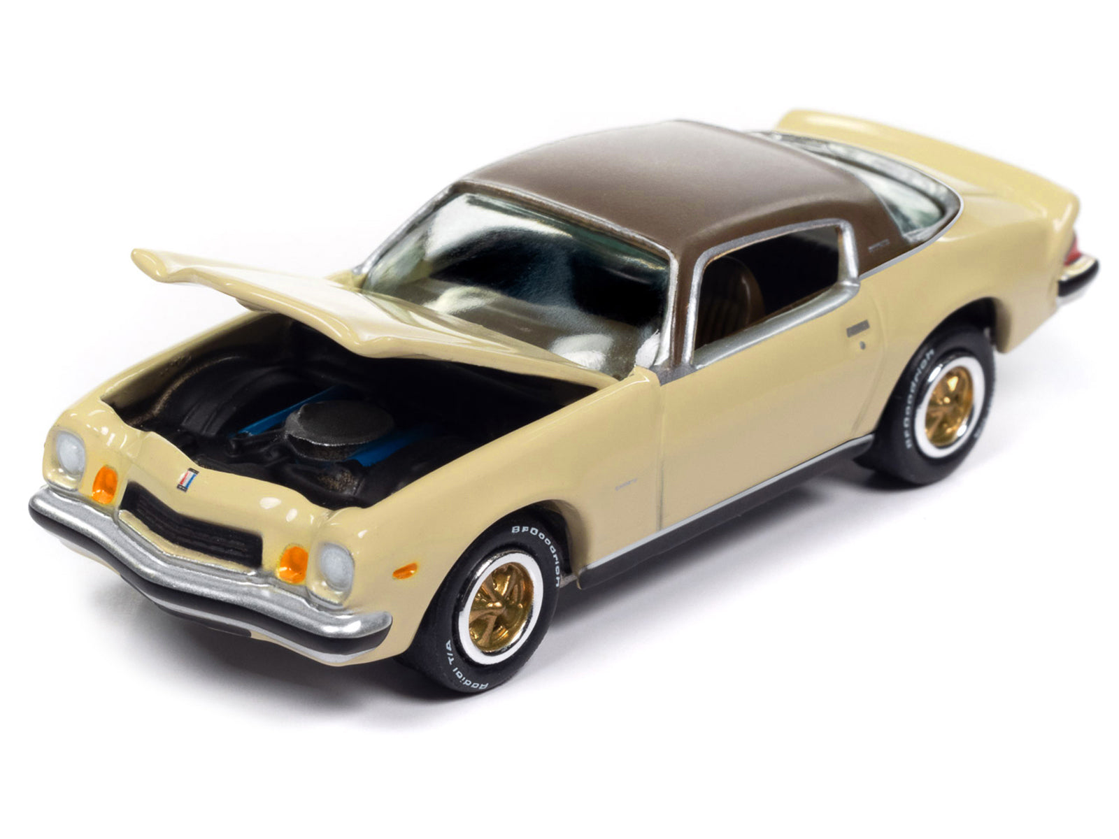 1975 Chevrolet Camaro LT Cream Beige with Brown Top "Classic Gold Collection" 1/64 Diecast Model Car by Johnny Lightning-DiecastModeler.com