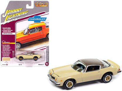 1975 Chevrolet Camaro LT Cream Beige with Brown Top "Classic Gold Collection" 1/64 Diecast Model Car by Johnny Lightning-DiecastModeler.com