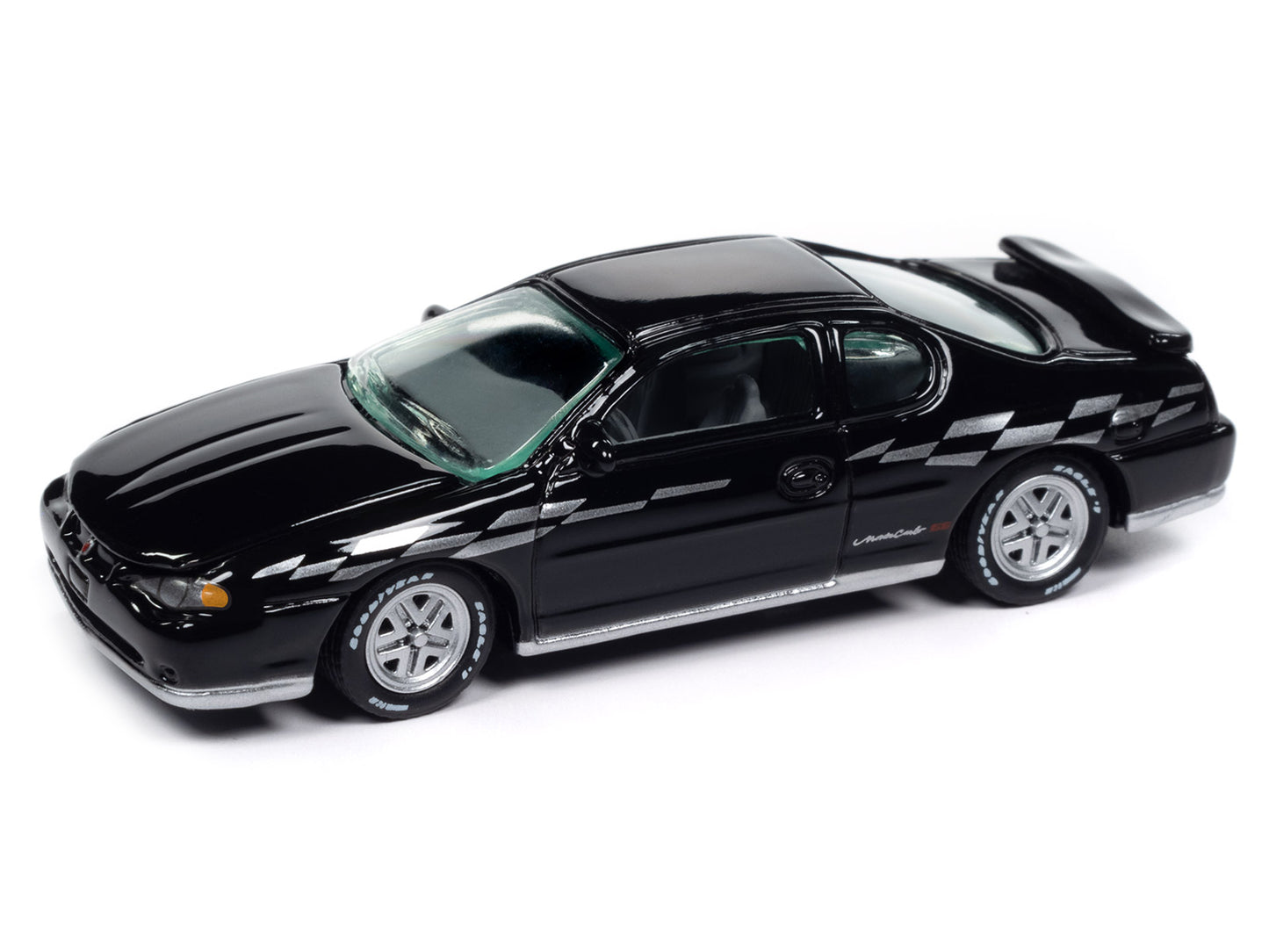 2001 Chevrolet Monte Carlo SS Black with Silver Graphics "Classic Gold Collection" 1/64 Diecast Model Car by Johnny Lightning-DiecastModeler.com