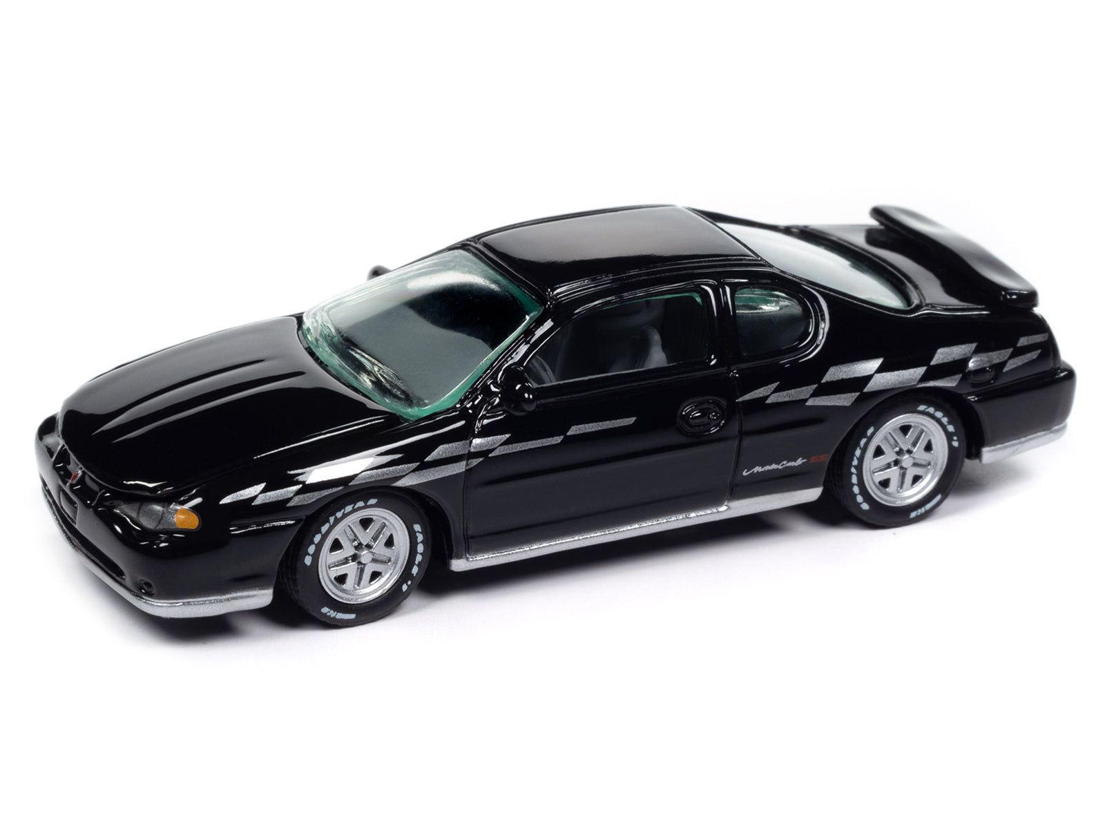 2001 Chevrolet Monte Carlo SS Black with Silver Graphics "Classic Gold Collection" 1/64 Diecast Model Car by Johnny Lightning-DiecastModeler.com