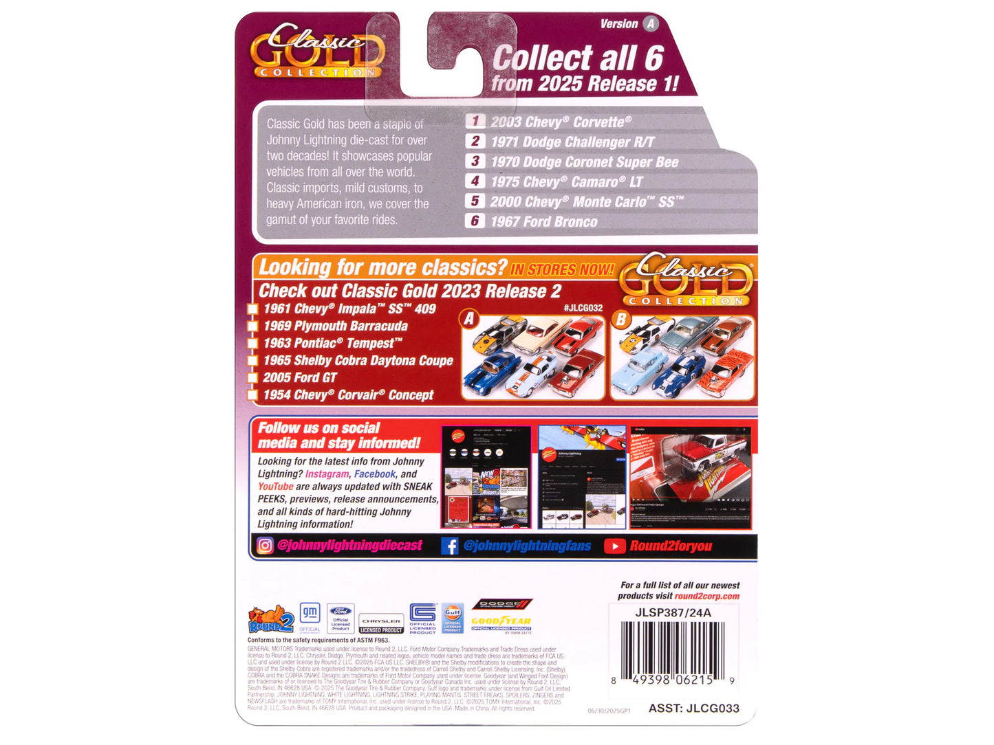 1967 Ford Bronco Wimbledon White "Classic Gold Collection" 1/64 Diecast Model Car by Johnny Lightning