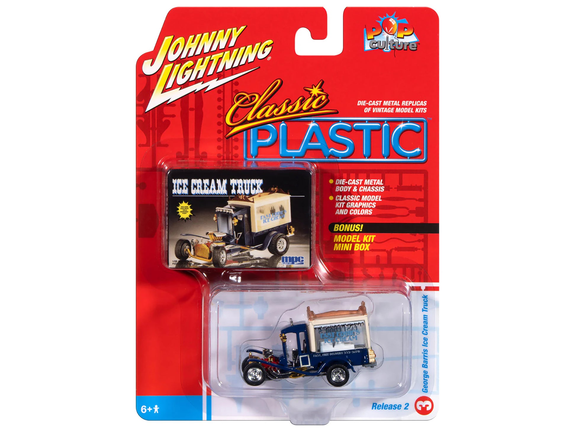 George Barris Ice Cream Truck Blue "Classic Plastic" "Pop Culture" 2024 Release 2 1/64 Diecast Model Car by Johnny Lightning-DiecastModeler.com