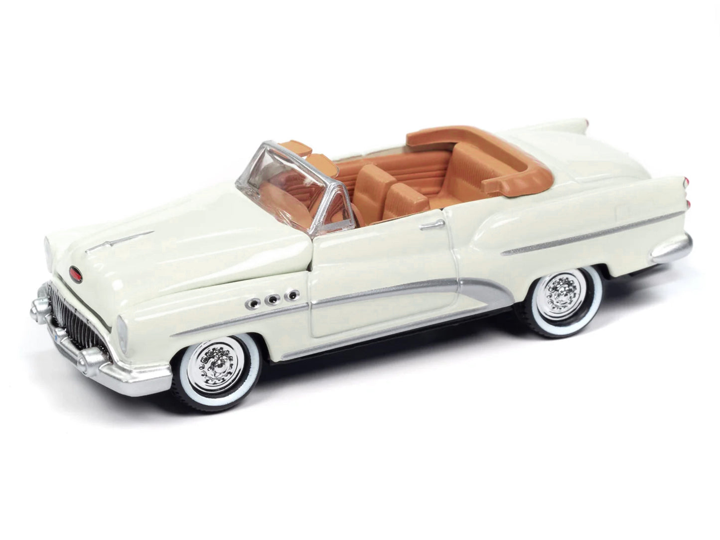 1953 Buick Super Cream with Travel Trailer Limited Edition "Tow & Go" Series 1/64 Diecast Model Car by Johnny Lightning-DiecastModeler.com