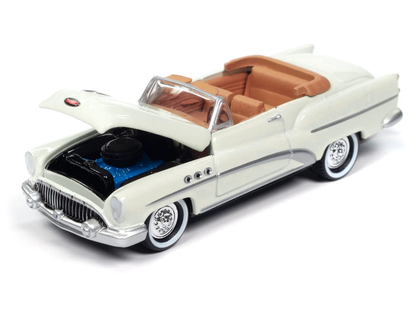 1953 Buick Super Cream with Travel Trailer Limited Edition "Tow & Go" Series 1/64 Diecast Model Car by Johnny Lightning-DiecastModeler.com