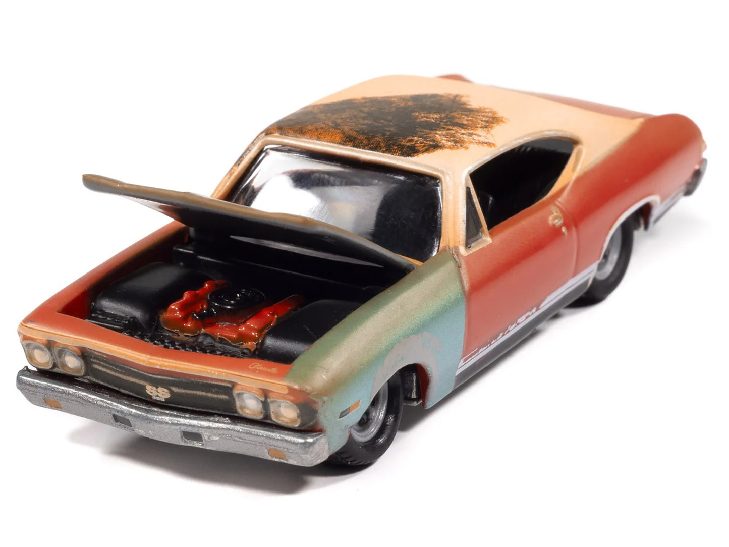 1968 Chevrolet Chevelle SS 396 Matador Red (Weathered) "Project in Progress" Series 1/64 Diecast Model Car by Johnny Lightning