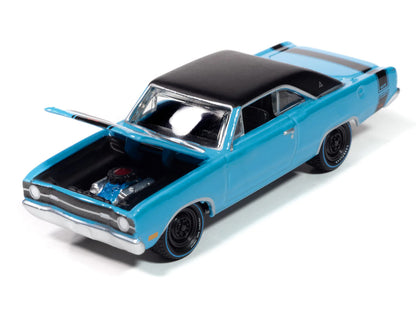 1969 Dodge Dart GTS 340 Blue with Black Top and Stripes "Goodyear Blue Streak" "Pop Culture" 2025 Release 1 1/64 Diecast Model Car by Johnny Lightning