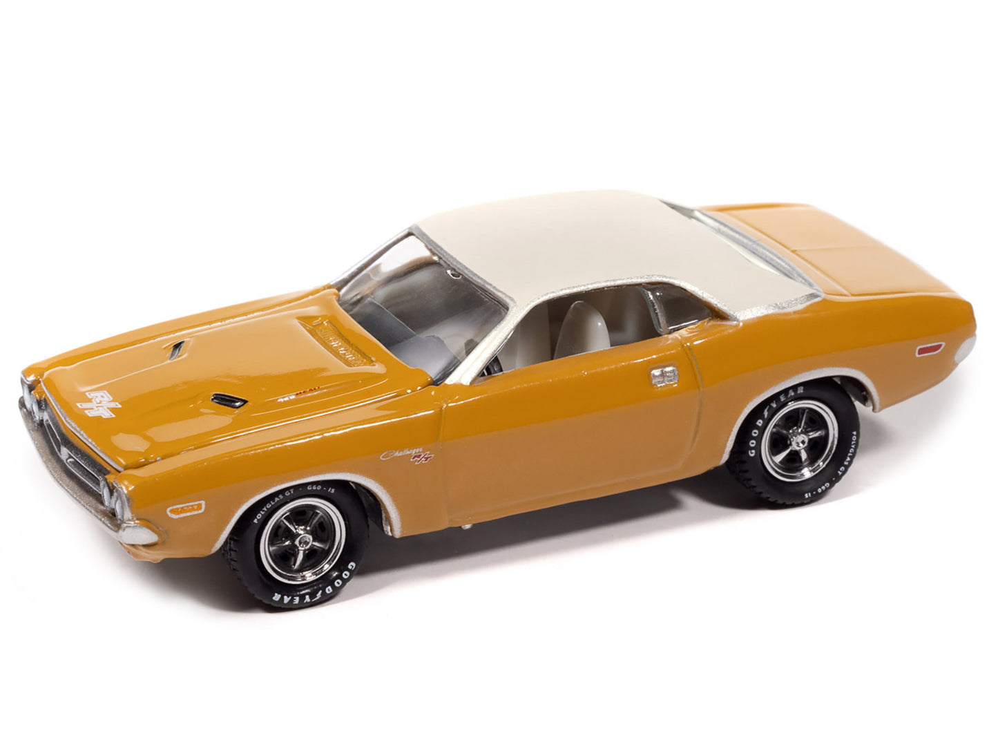 1971 Dodge Challenger R/T Butterscotch with White Top and Interior "Classic Gold Collection" 1/64 Diecast Model Car by Johnny Lightning-DiecastModeler.com