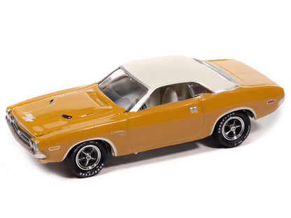 1971 Dodge Challenger R/T Butterscotch with White Top and Interior "Classic Gold Collection" 1/64 Diecast Model Car by Johnny Lightning-DiecastModeler.com