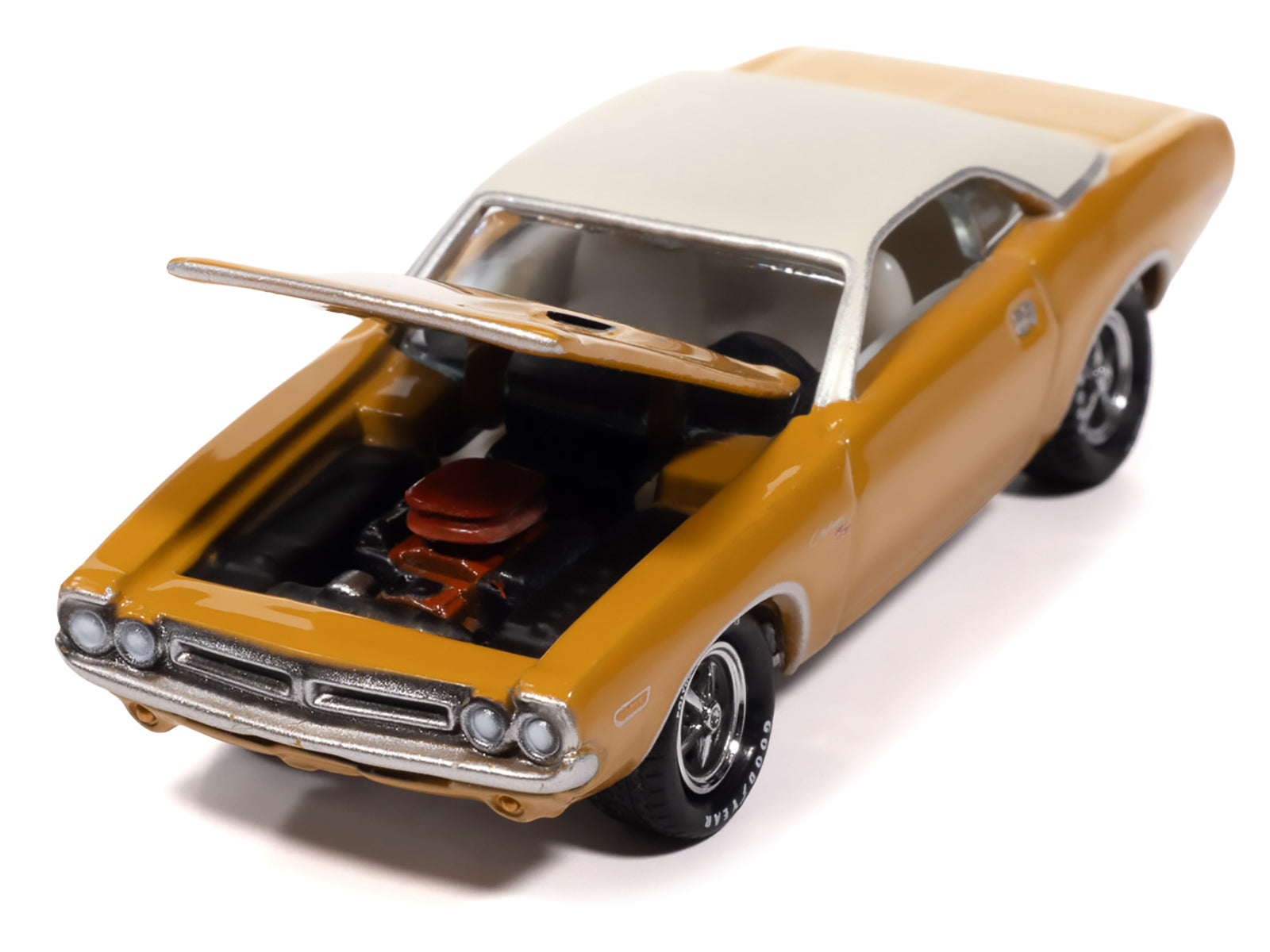 1971 Dodge Challenger R/T Butterscotch with White Top and Interior "Classic Gold Collection" 1/64 Diecast Model Car by Johnny Lightning-DiecastModeler.com