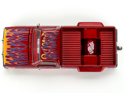 Chevrolet Silverado Dually Pickup Truck "On Fire V1" Red Metallic with Flames and Red Interior (Designed by Jun Imai) "Kaido House" Special 1/64 Diecast Model Car by Mini GT-DiecastModeler.com