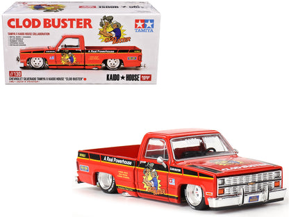 Chevrolet Silverado Pickup Truck "Clod Buster" Orange with Black Stripes (Designed by Jun Imai) "Tamiya x Kaido House" Special 1/64 Diecast Model Car by Mini GT