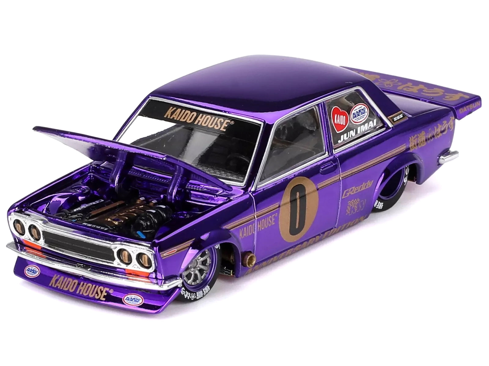Datsun 510 Pro Street #0 "Anniversary Edition" Purple Metallic (Designed by Jun Imai) "Kaido House" Special 1/64 Diecast Model Car by Mini GT-DiecastModeler.com