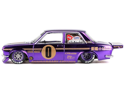 Datsun 510 Pro Street #0 "Anniversary Edition" Purple Metallic (Designed by Jun Imai) "Kaido House" Special 1/64 Diecast Model Car by Mini GT-DiecastModeler.com