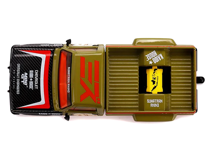 Chevrolet Silverado Dually Pickup Truck "Sumatran Rhino" Tan and Carbon with Graphics (Designed by Jun Imai) "Kaido House" Special 1/64 Diecast Model Car by Mini GT