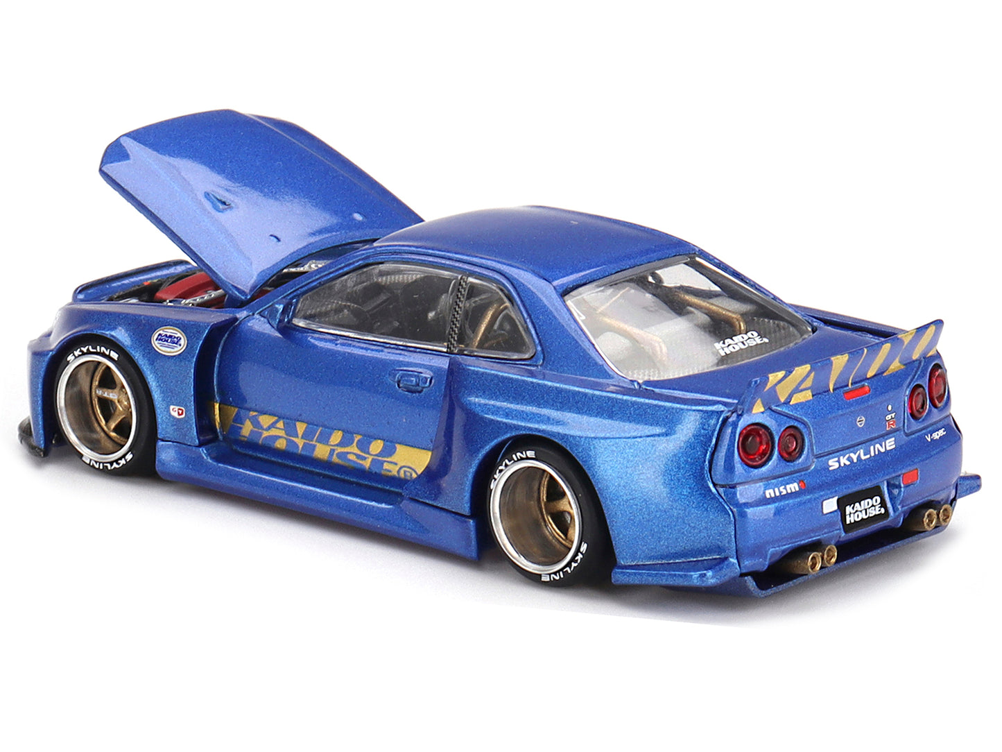Nissan Skyline GT-R (R34) "SHINJUKU V2 Aero" RHD (Right Hand Drive) Blue Metallic (Designed by Jun Imai) "Kaido House" Special 1/64 Diecast Model Car by Mini GT