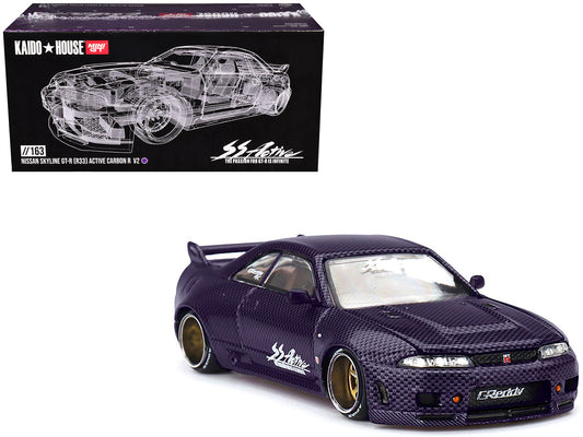 Nissan Skyline GT-R (R33) "Active Carbon R V2" RHD (Right Hand Drive) Purple Carbon (Designed by Jun Imai) "Kaido House" Special 1/64 Diecast Model Car by Mini GT