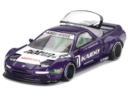 Honda NSX "Kaido Racing V2" #0 Purple with White Hood and Graphics (Designed by Jun Imai) "Kaido House" Special 1/64 Diecast Model Car by Mini GT