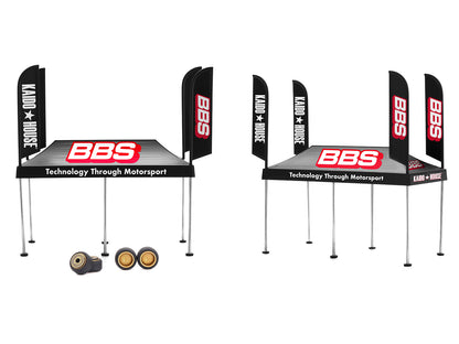 Kaido House "BBS" Tent V1 Black with Extra Wheels for 1/64 Scale Models by Mini GT