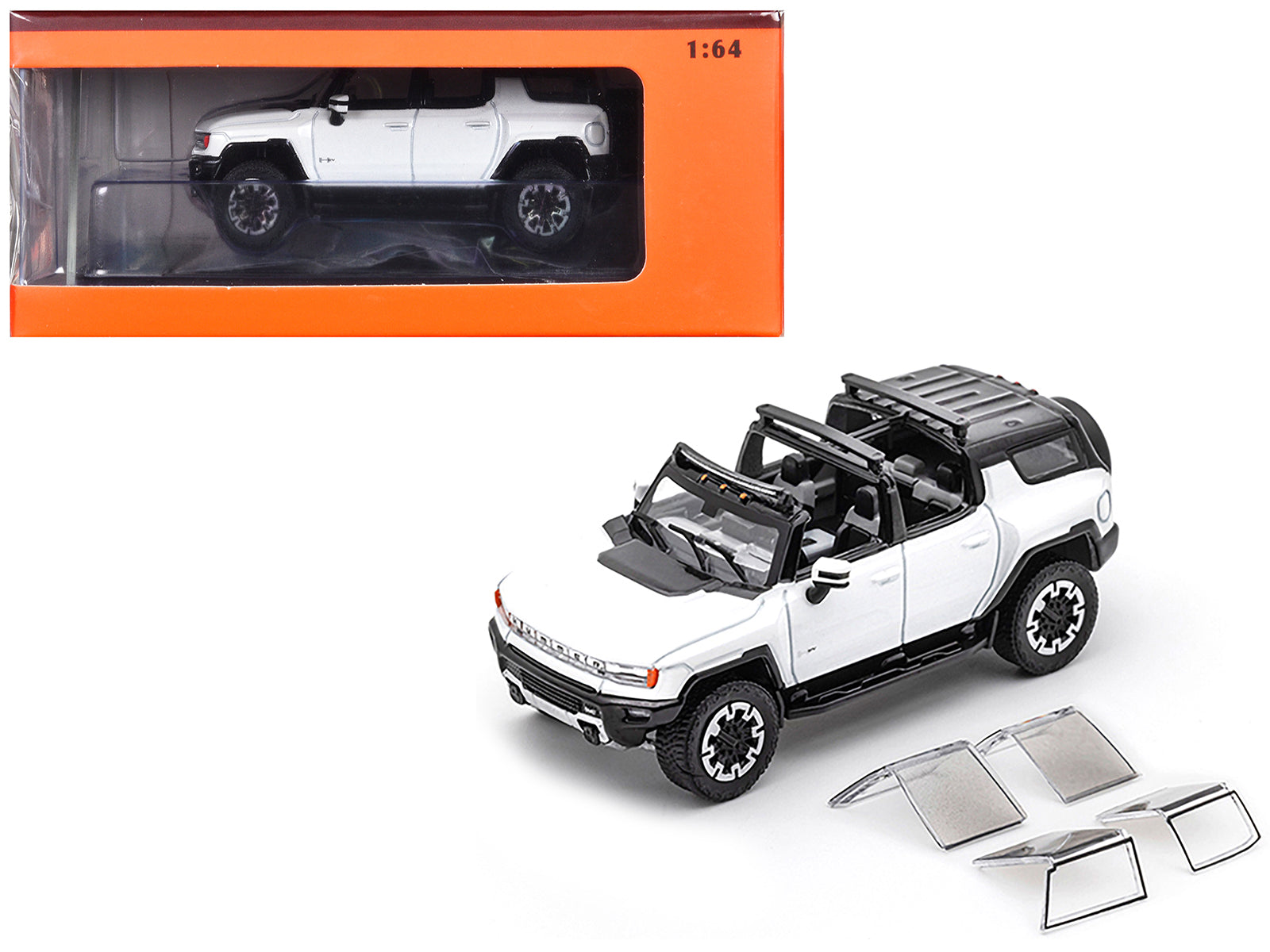 2023 GMC Hummer EV SUV White with Black Top 1/64 Diecast Model Car by GCD-DiecastModeler.com