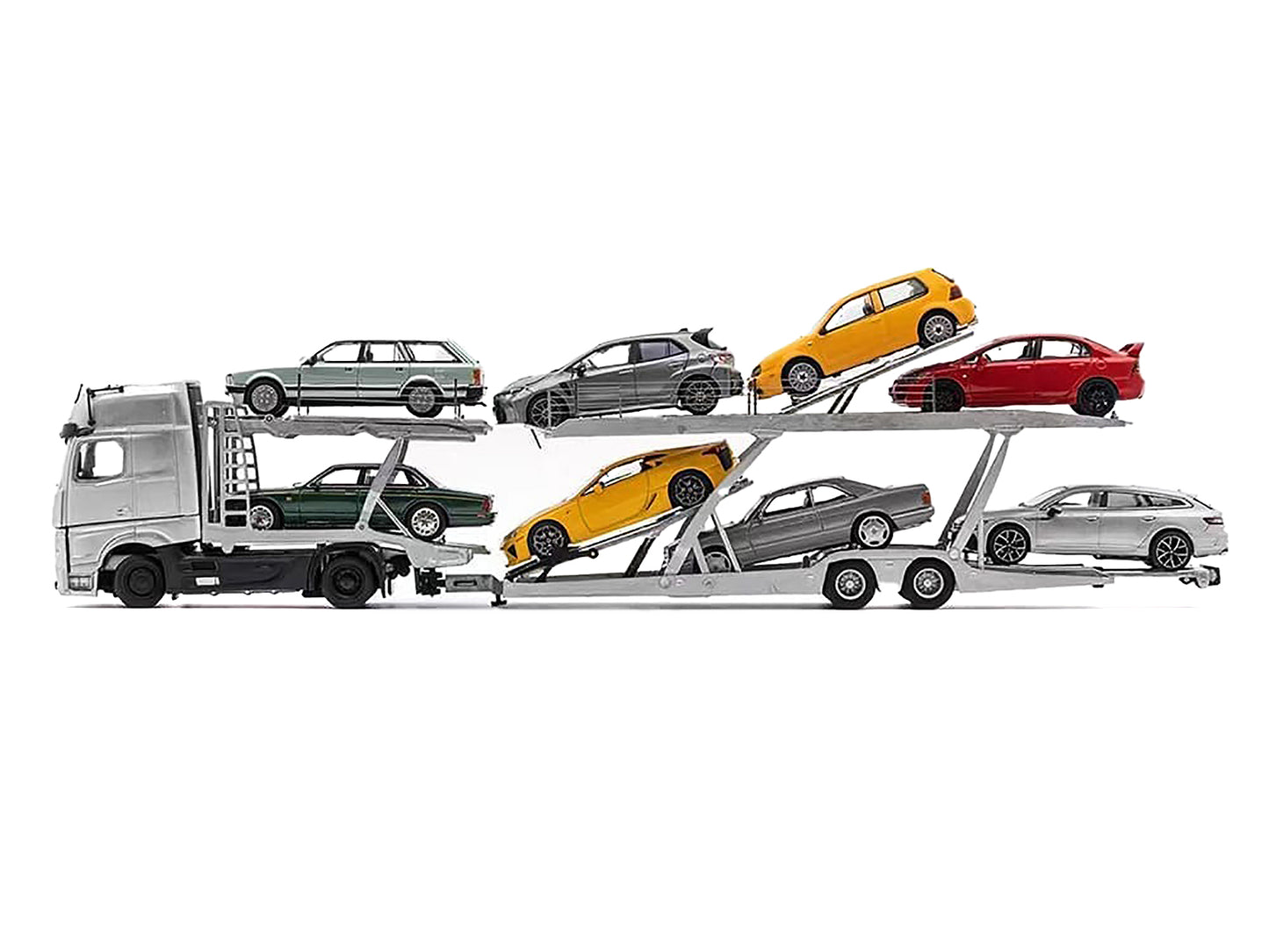 Mercedes-Benz Actros Auto Transporter White 1/64 Diecast Model by GCD-DiecastModeler.com
