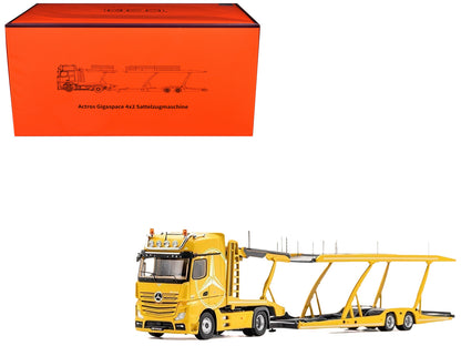Mercedes-Benz Actros Auto Transporter Yellow 1/64 Diecast Model by GCD-DiecastModeler.com