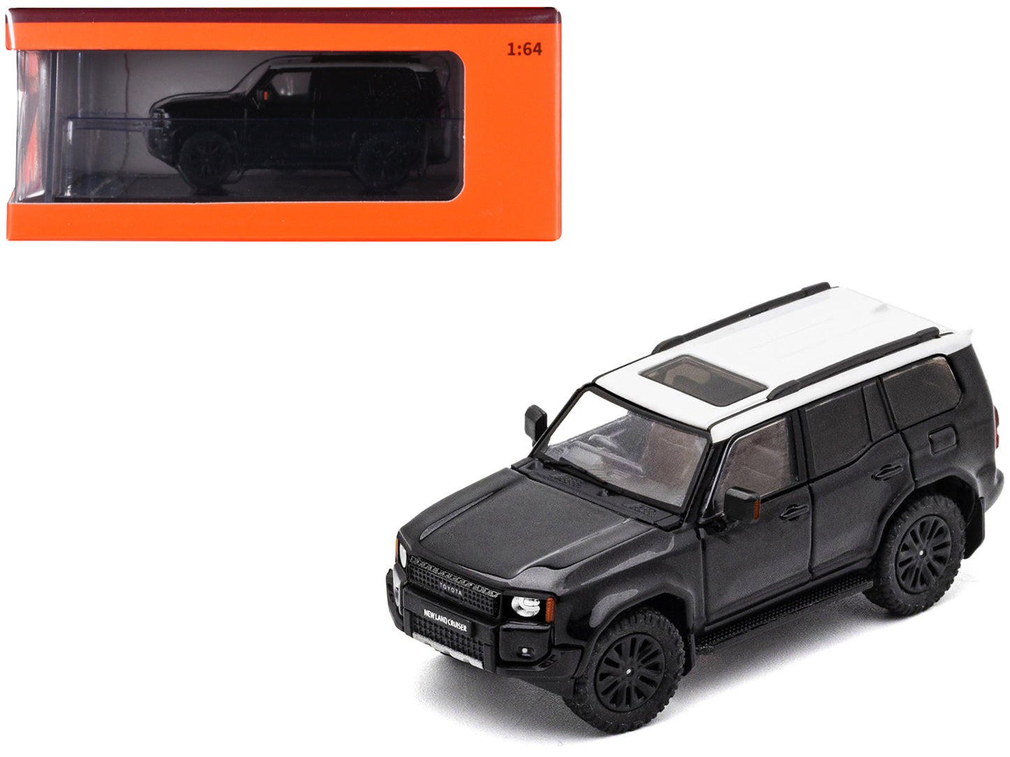 Toyota Land Cruiser Prado 250 Black with White Top 1/64 Diecast Model Car by GCD-DiecastModeler.com