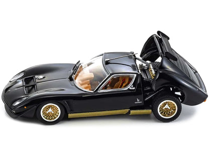 Lamborghini Miura SVR Black with Gold Accents and Wheels 1/43 Diecast Model Car by Kyosho-DiecastModeler.com
