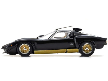 Lamborghini Miura SVR Black with Gold Accents and Wheels 1/43 Diecast Model Car by Kyosho-DiecastModeler.com