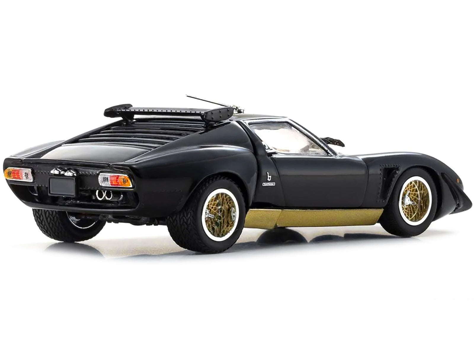 Lamborghini Miura SVR Black with Gold Accents and Wheels 1/43 Diecast Model Car by Kyosho-DiecastModeler.com