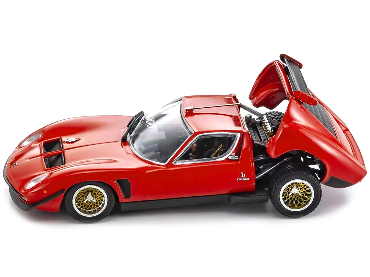 Lamborghini Miura SVR Red with Black Accents and Gold Wheels 1/43 Diecast Model Car by Kyosho-DiecastModeler.com