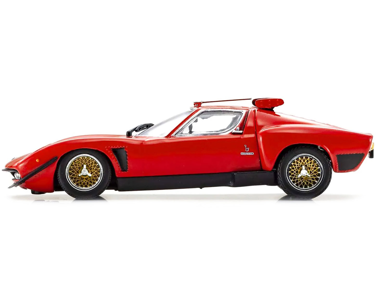 Lamborghini Miura SVR Red with Black Accents and Gold Wheels 1/43 Diecast Model Car by Kyosho-DiecastModeler.com
