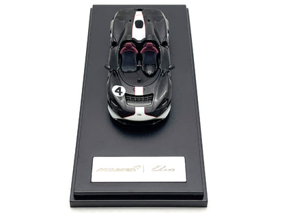 McLaren Elva Convertible #4 Carbon Black with White and Red Stripes 1/64 Diecast Model Car by LCD Models