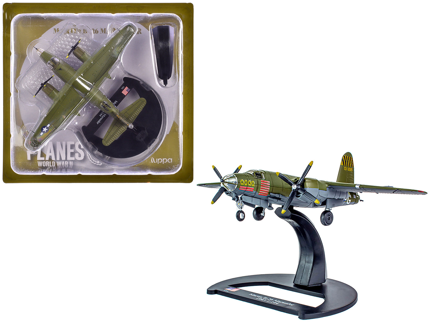 Martin B-26B Marauder Bomber Aircraft "QQQQ 556th Bomb Squadron 387th Bomb Group" United States Army Air Forces (1943) "Planes of World War II" Series 1/144 Diecast Model Airplane by Luppa-DiecastModeler.com
