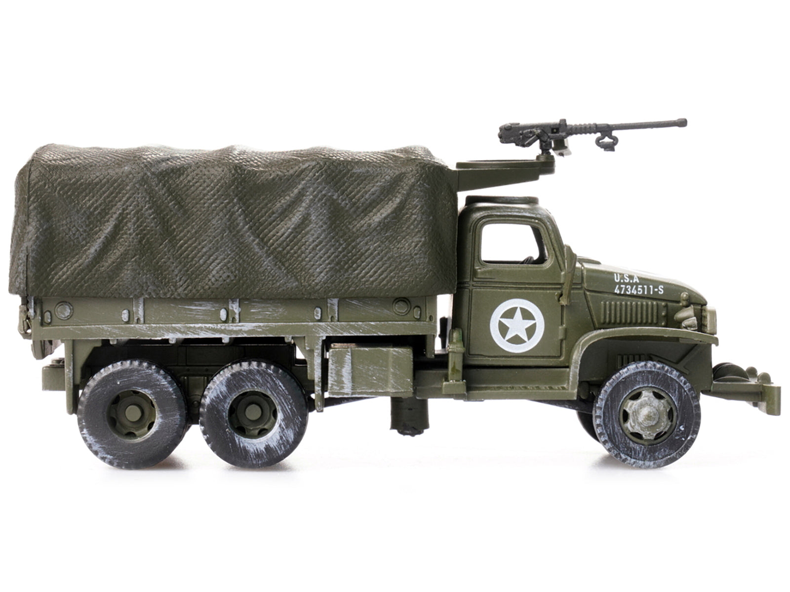 GMC CCKW 353 Truck With Mounted Gun Olive Drab "4734511-S" US Army World War II 1/72 Diecast Model by Legion-DiecastModeler.com
