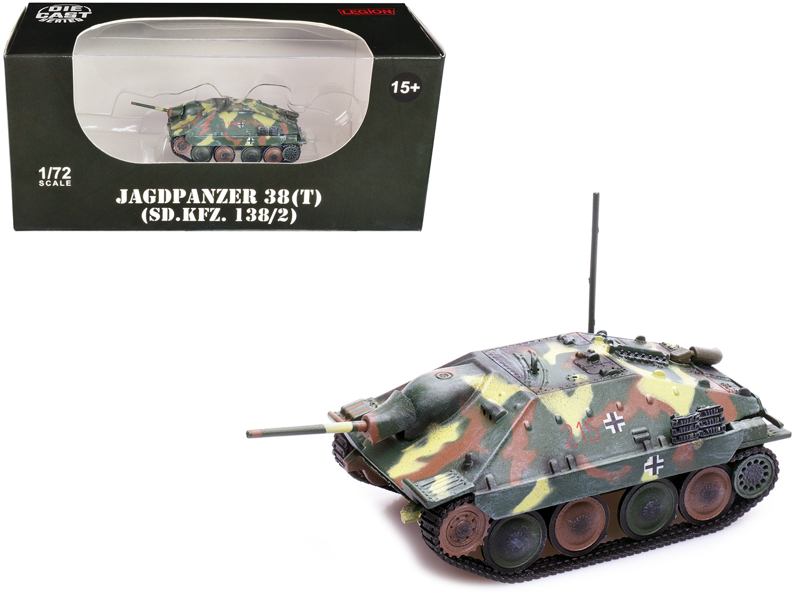 Jagdpanzer 38(T) SD.Kfz. 138/2 Hetzer Tank Destroyer Camouflage "German Army World War II" 1/72 Diecast Model by Legion-DiecastModeler.com