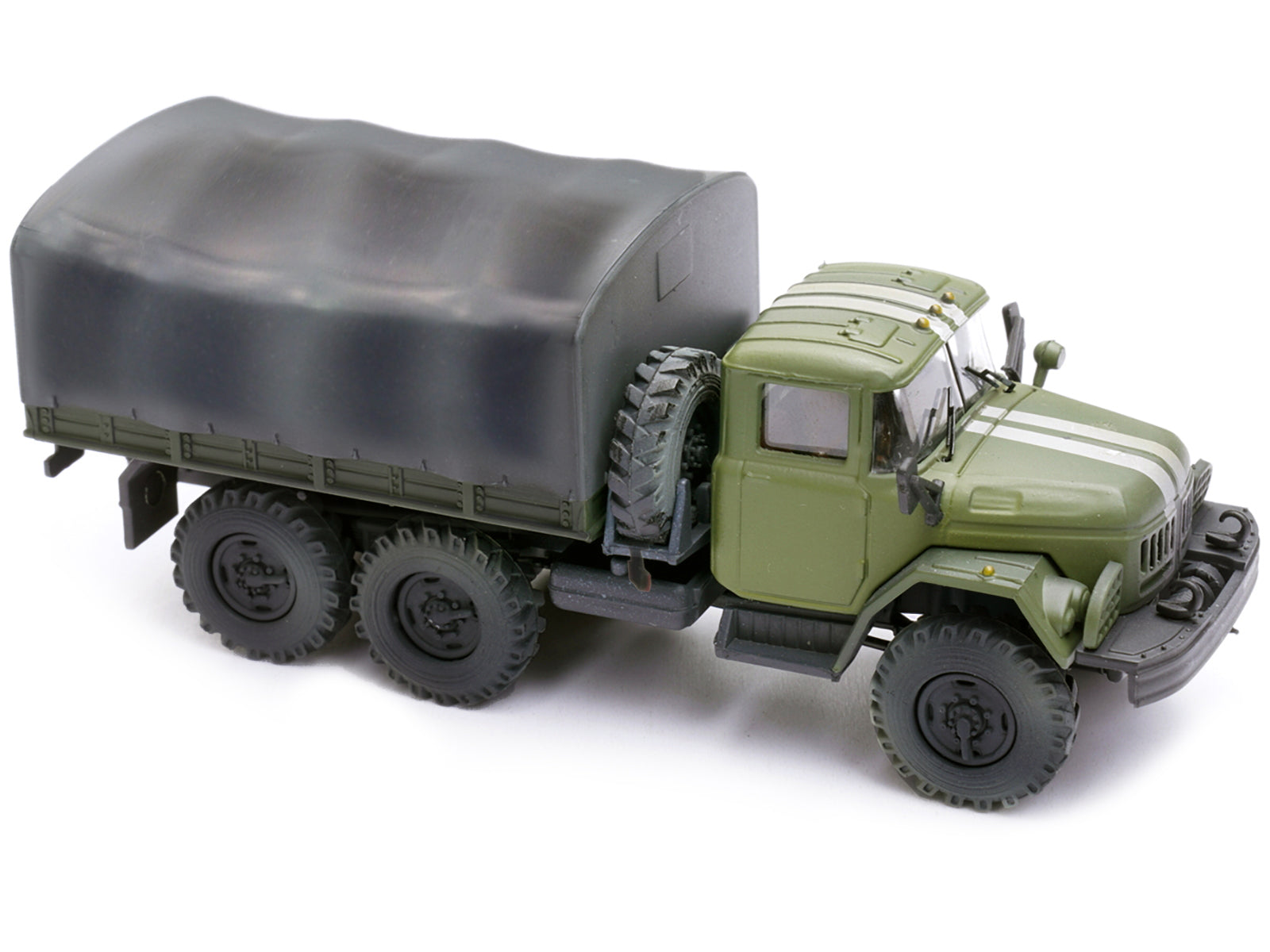 ZIL 131 Cargo Truck Green with White Stripes "Ukrainian Ground Forces" 1/72 Diecast Model by Legion-DiecastModeler.com