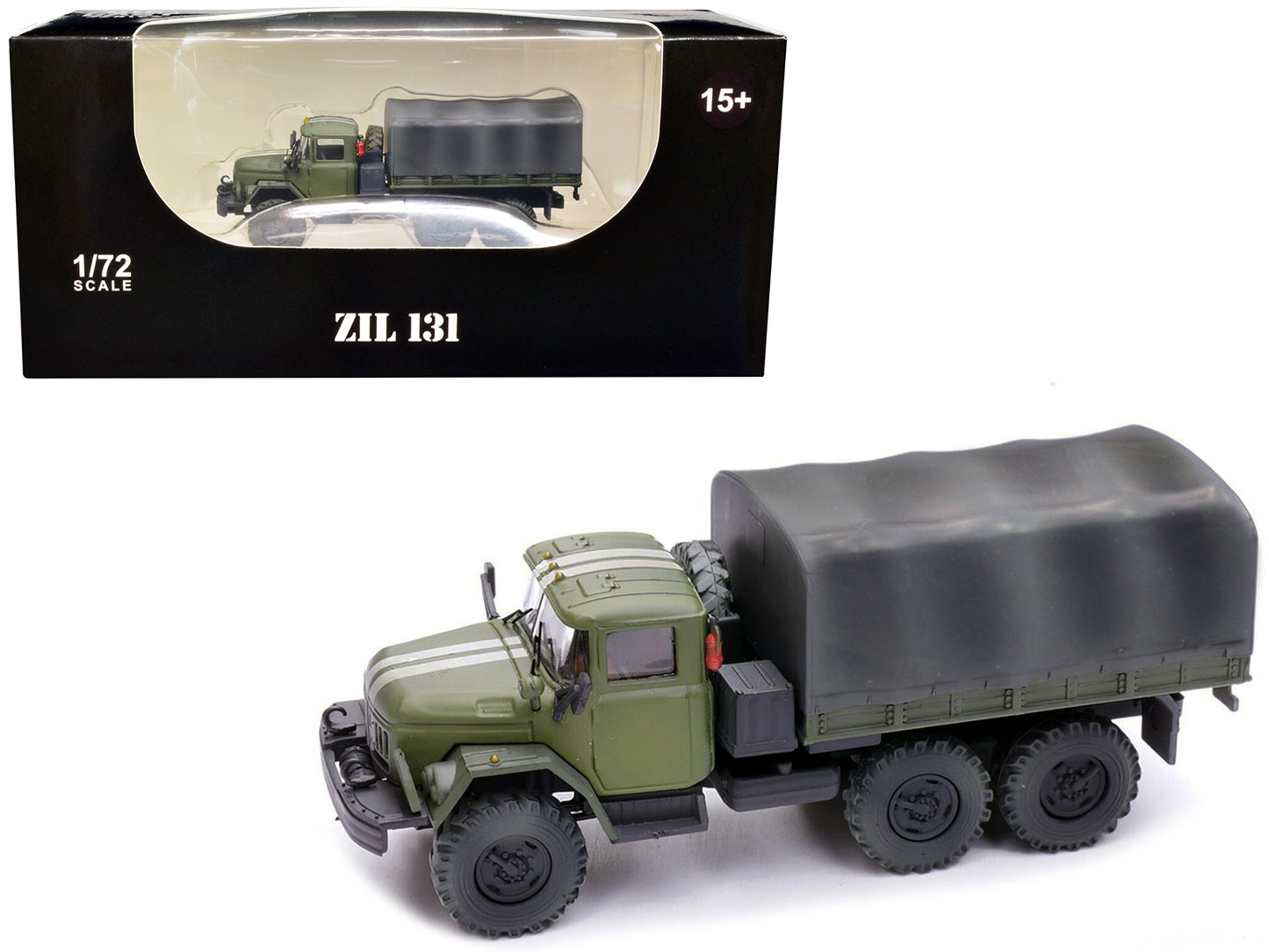 ZIL 131 Cargo Truck Green with White Stripes "Ukrainian Ground Forces" 1/72 Diecast Model by Legion-DiecastModeler.com